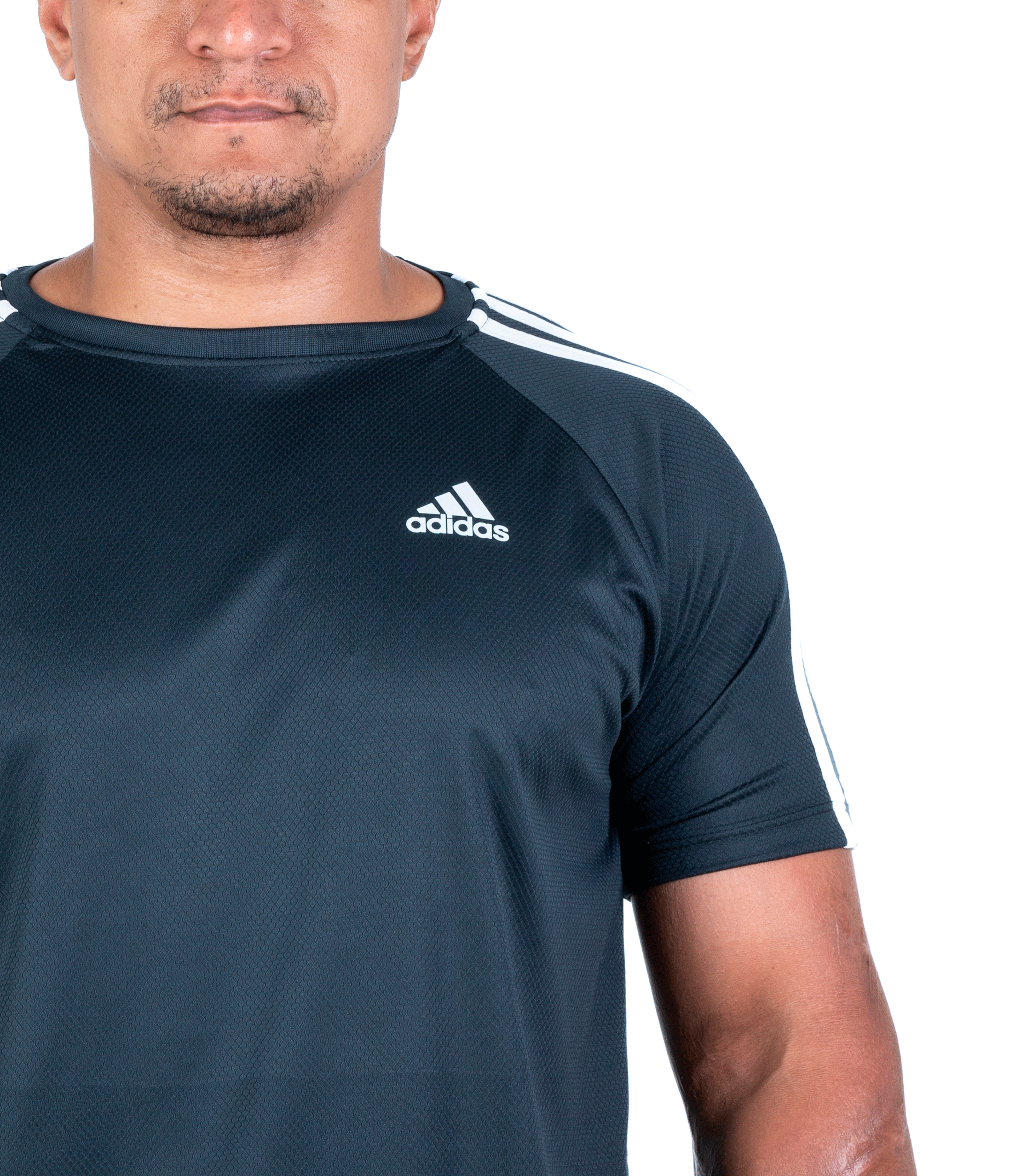 (G1 ao G4) Camiseta Dry Fit Adidas III Listras Ombro Plus