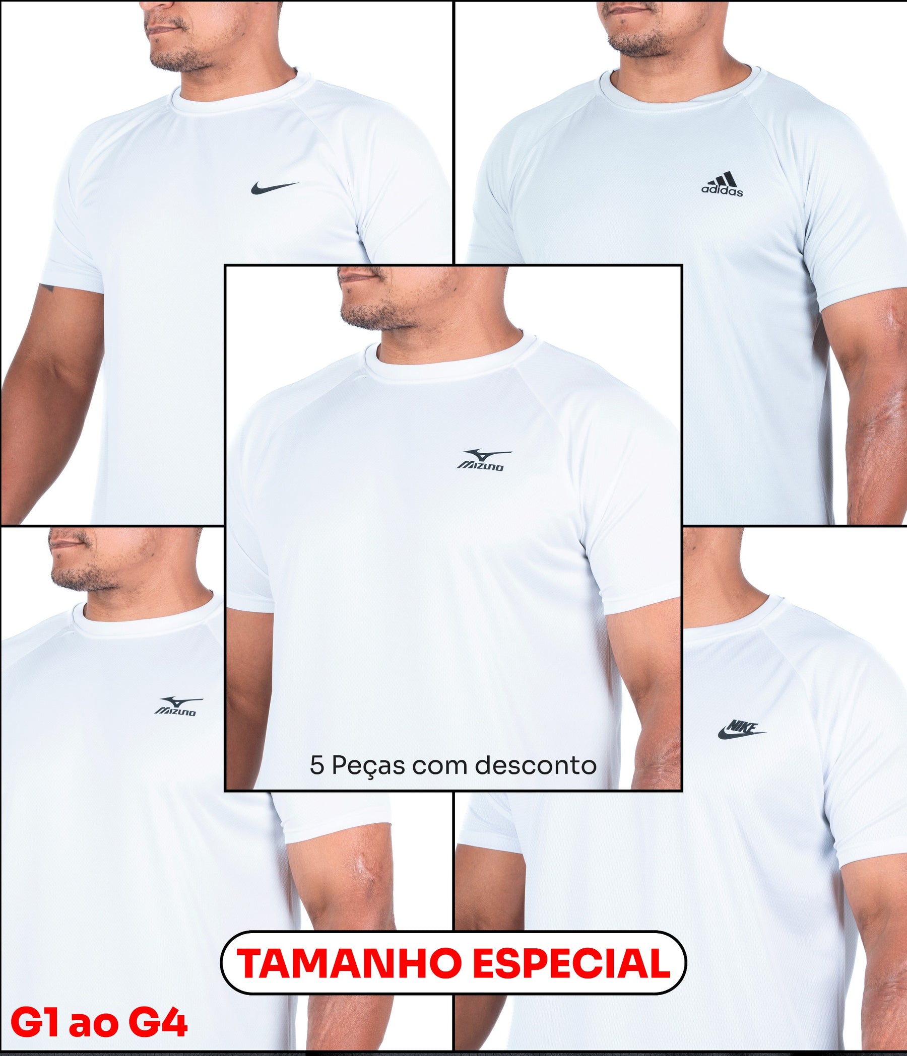 (G1 ao G4) Compre 3 e Leve 5 - KIT ALL WHITE DRY FIT Basic