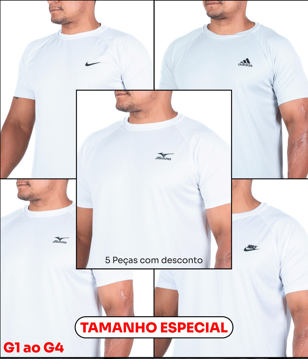 (G1 ao G4) Compre 3 e Leve 5 -  KIT ALL WHITE DRY FIT Basic