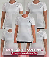 Compre 3 e Leve 5 - Kit ALL WHITE 5 T-shirt Feminina Dry