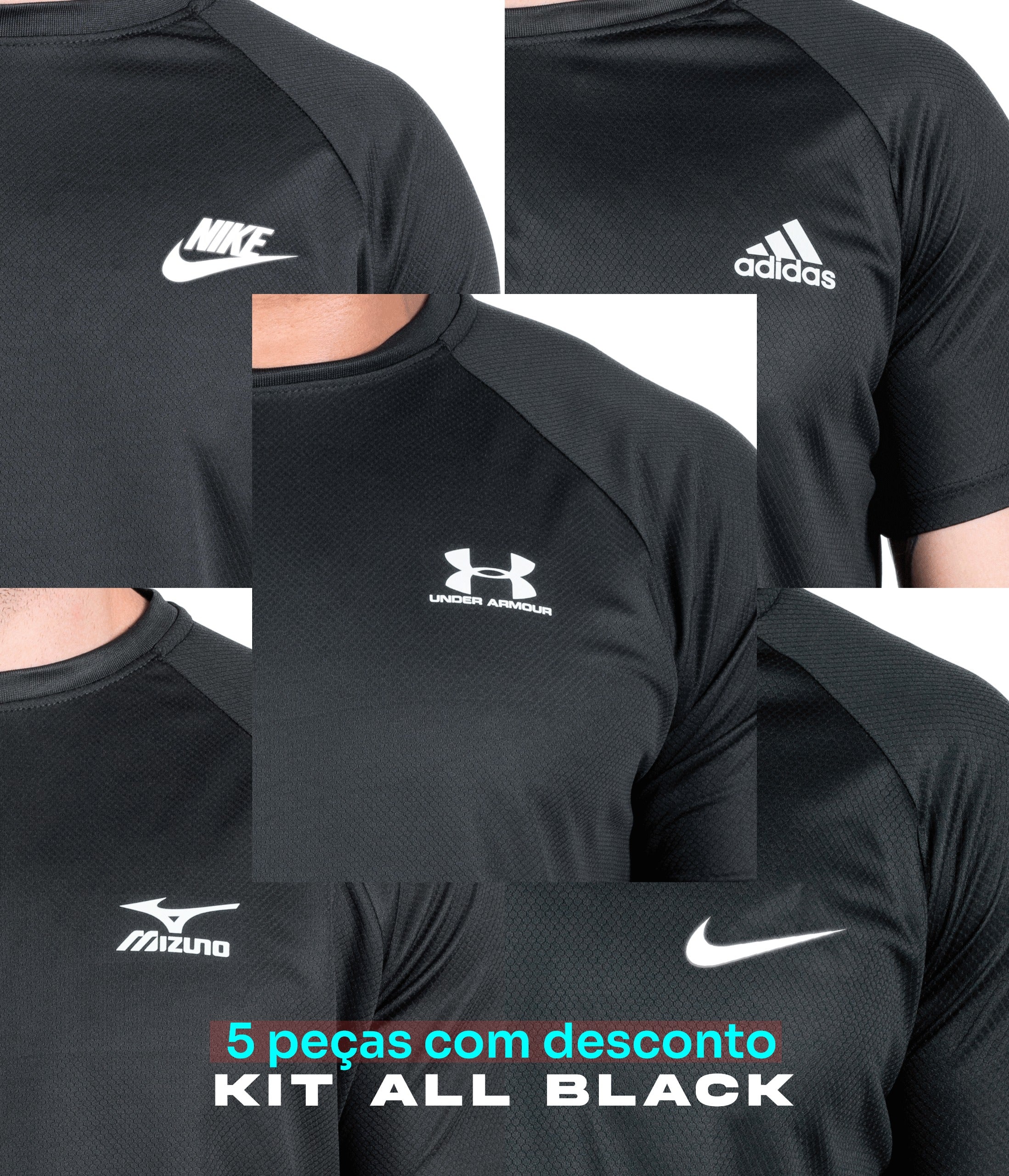 Compre 3 e Leve 5 - Kit ALL Black  Dry FIT Basic